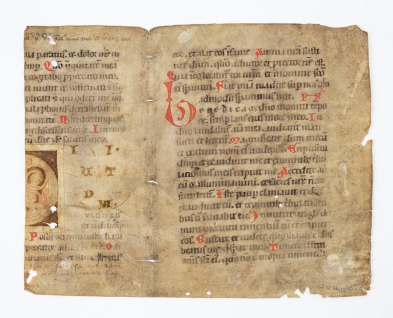 (ST18310d) TEXT INCLUDING PARTS OF PSALMS 32:21 TO 38:3. MOST OF A. VELLUM MANUSCRIPT...