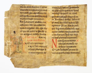 TEXT FROM A HOMILIARY IN LATIN. A FRAGMENT FROM A. VERY LARGE ROMANESQUE MANUSCRIPT.