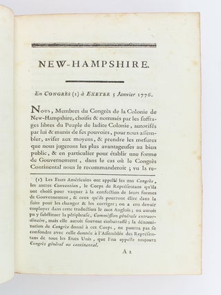 CONSTITUTIONS DES TREIZE ETATS-UNIS DE L'AMERIQUE.