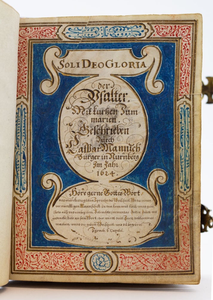 (ST18979) PSALTER IN GERMAN. 17TH CENTURY ILLUMINATED MANUSCRIPT ON VELLUM, CASPAR...