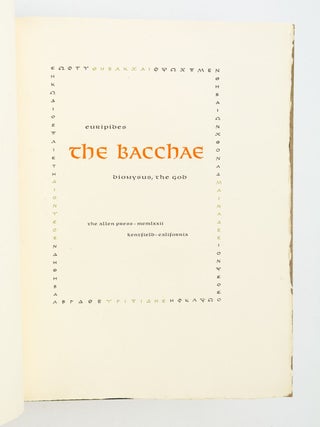THE BACCHAE: DIONYSUS, THE GOD.