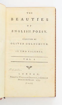 THE BEAUTIES OF ENGLISH POESY: SELECTED BY OLIVER GOLDSMITH.