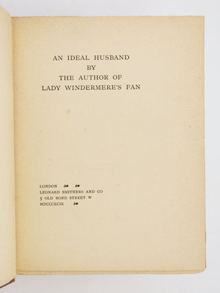 AN IDEAL HUSBAND. BY THE AUTHOR OF LADY WINDERMERE'S FAN.