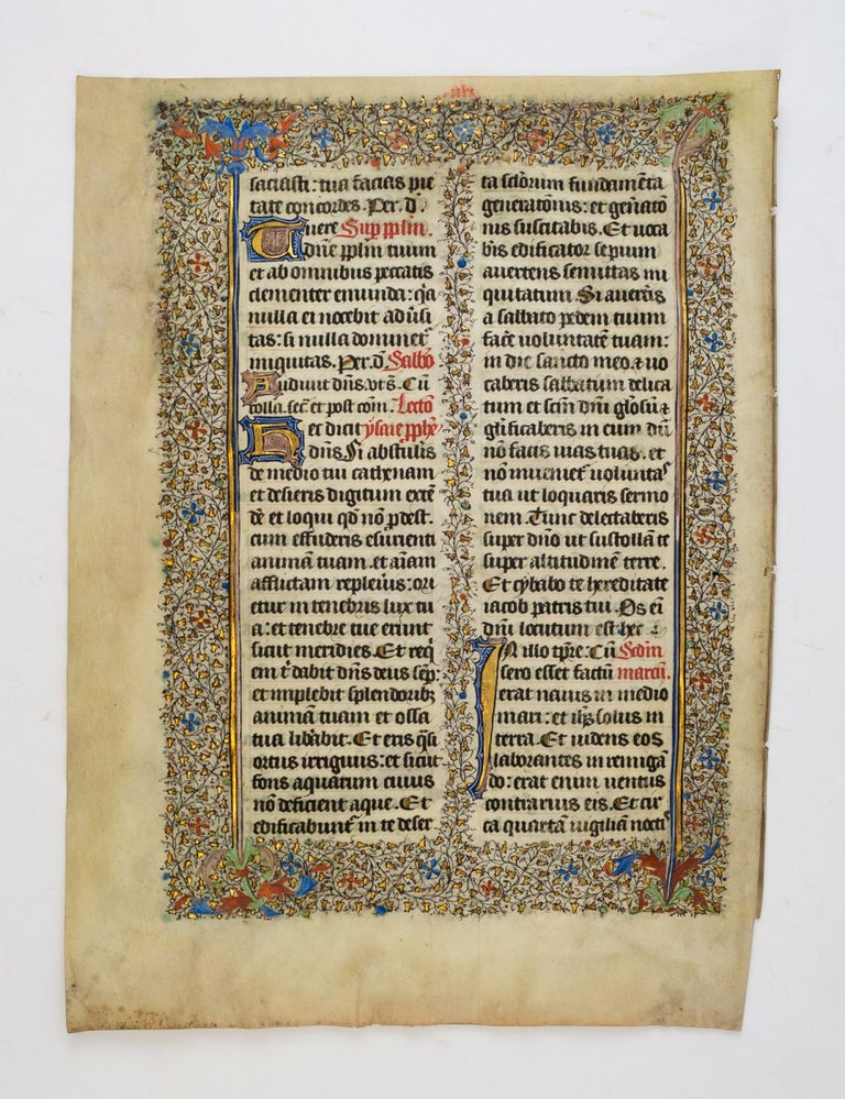 (ST19320-03) FROM A NOTED MISSAL IN LATIN. A LARGE ILLUMINATED VELLUM MANUSCRIPT LEAF...