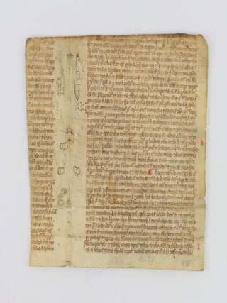 TEXT ON A COMMENTARY OR SERMON ON GENESIS 27:27. PREVIOUSLY USED PART OF A. MEDIEVAL MANUSCRIPT BIFOLIUM.