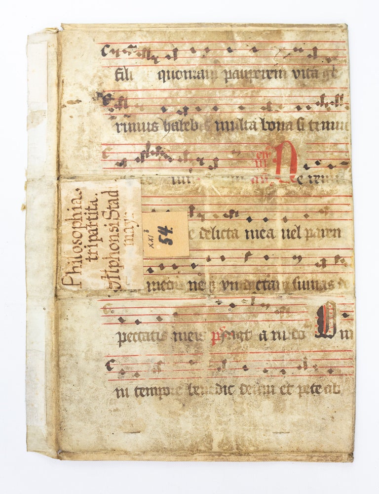(ST19350-050) TEXT IN LATIN. RECOVERED FROM A. BINDING A PARTIAL MEDIEVAL VELLUM...