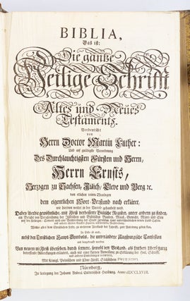 DAS IST: DIE GANZE HEILIGE SCHRIFFT, ALTES UND NEUES TESTAMENTS, VERDEUTSCHT HERNN DOCTOR MARTIN LUTHER.