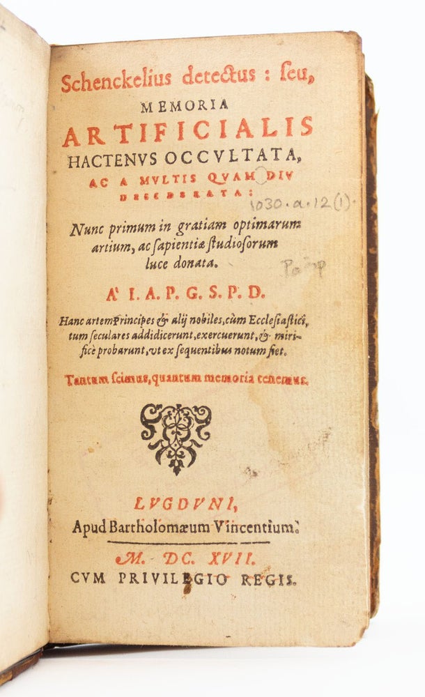 (ST19478c) SCHENCKELIUS DETECTUS, SEU, MEMORIA ARTIFICIALIS HACTENUS OCCULTATA AC A...