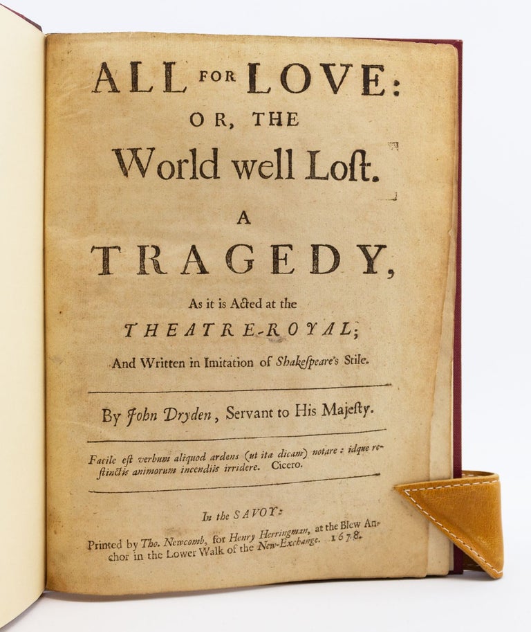(ST19508c) ALL FOR LOVE: OR, THE WORLD WELL LOST. JOHN DRYDEN