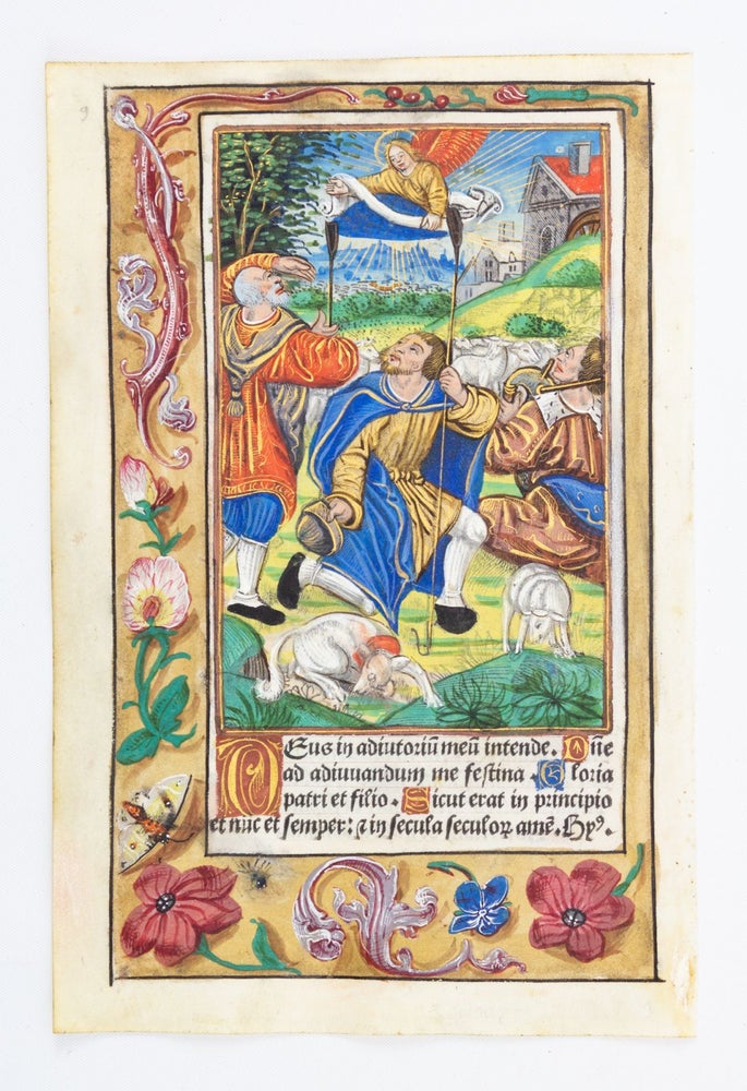 (ST19537) FROM A BOOK OF HOURS IN LATIN, WITH A FULL-PAGE HAND-COLORED MINIATURE OF THE...