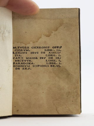 OFFICIORUM LIBRI III. DE AMICITIA. DE SENECTUTE. DE PARADOXA. DE SOMNIO SCIPIONIS.