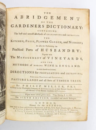 THE ABRIDGEMENT OF THE GARDENERS DICTIONARY.