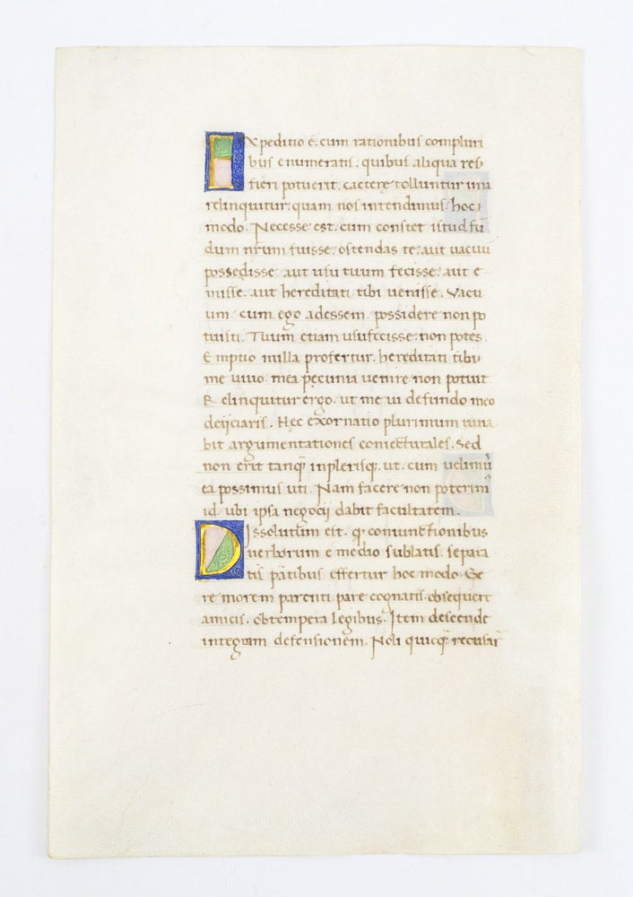 (ST19578) TEXT IN LATIN. TWO SEPARATELY OFFERED VERY FINE MEDIEVAL ILLUMINATED VELLUM...