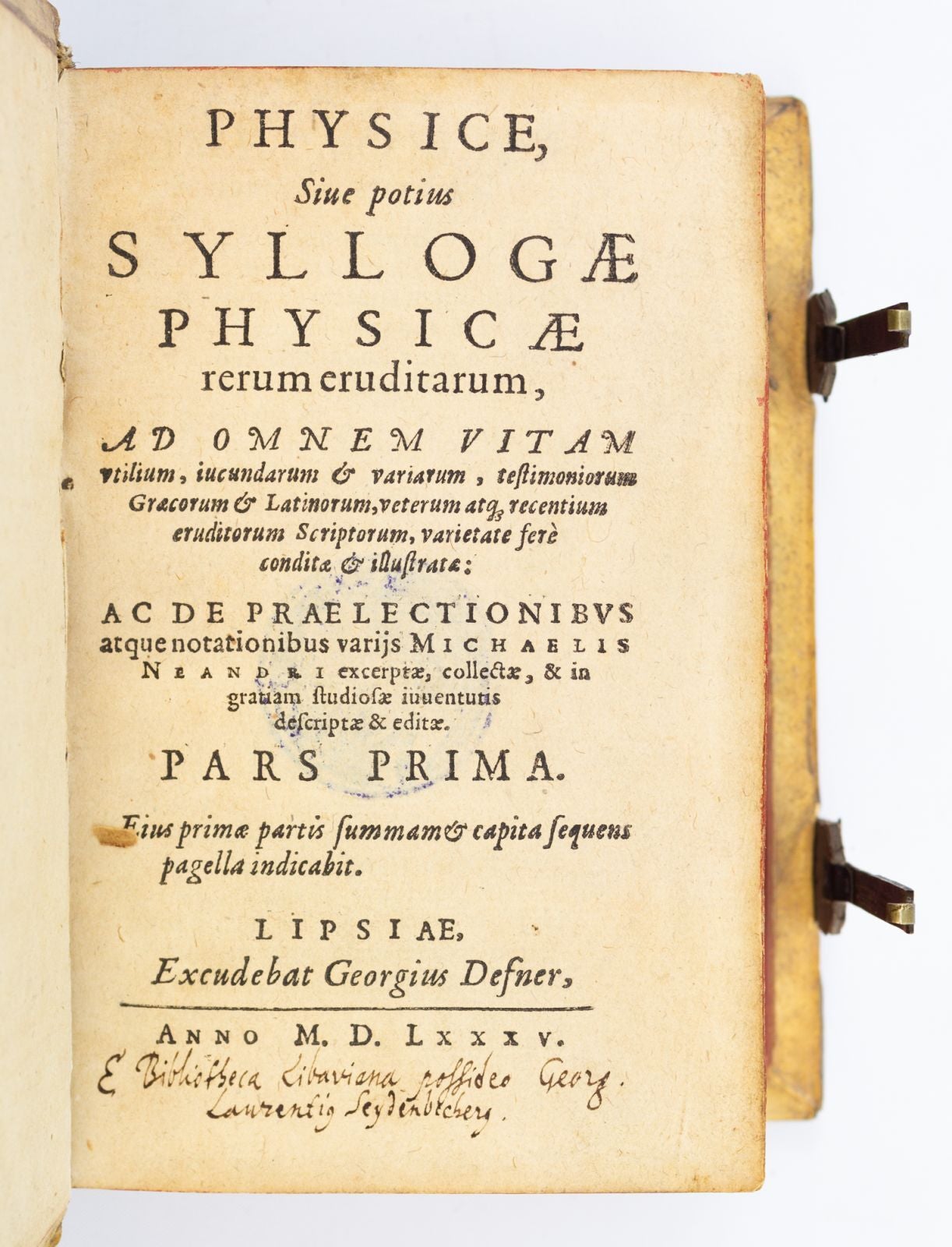 PHYSICE SIVE POTIUS SYLLOGAE PHYSICAE RERUM ERUDITARUM, PARS PRIMA and ...