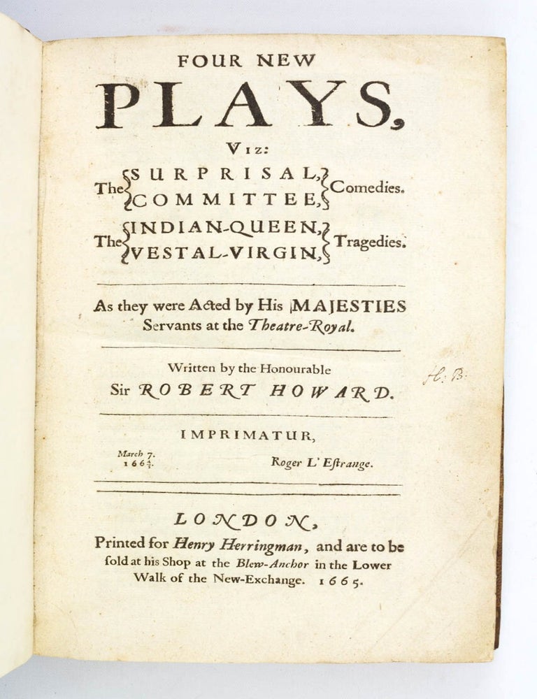 (ST20111) FOUR NEW PLAYS, VIZ: THE SURPRISAL, THE COMMITTEE, COMEDIES. THE INDIAN-QUEEN,...