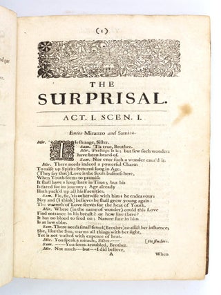 FOUR NEW PLAYS, VIZ: THE SURPRISAL, THE COMMITTEE, COMEDIES. THE INDIAN-QUEEN, THE VESTAL-VIRGIN, TRAGEDIES. AS THEY WERE ACTED BY HIS MAJESTIES SERVANTS AT THE THEATRE-ROYAL. . . . IMPRIMATUR, MARCH 7. 1664/5. ROGER L'ESTRANGE.