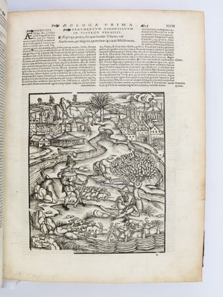 OPERA VIRGILIANA CUM DECEM COMMENTIS. ILLUSTRATED BOOKS - 16TH CENTURY, PUBLIUS VERGILIUS MARO.