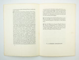 CATALOGUE RAISONNÉ OF BOOKS PRINTED & PUBLISHED AT THE DOVES PRESS NO. I THE TERRACE HAMMERSMITH.