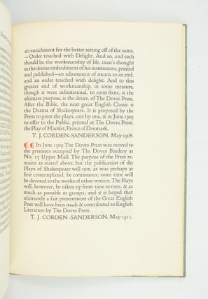 CATALOGUE RAISONNÉ OF BOOKS PRINTED AND PUBLISHED AT THE DOVES PRESS 1900-1911.