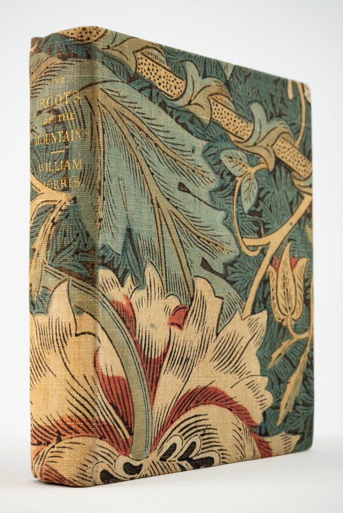 (ST20274) THE ROOTS OF THE MOUNTAINS. BINDINGS - MORRIS-DESIGNED LINEN, WILLIAM MORRIS