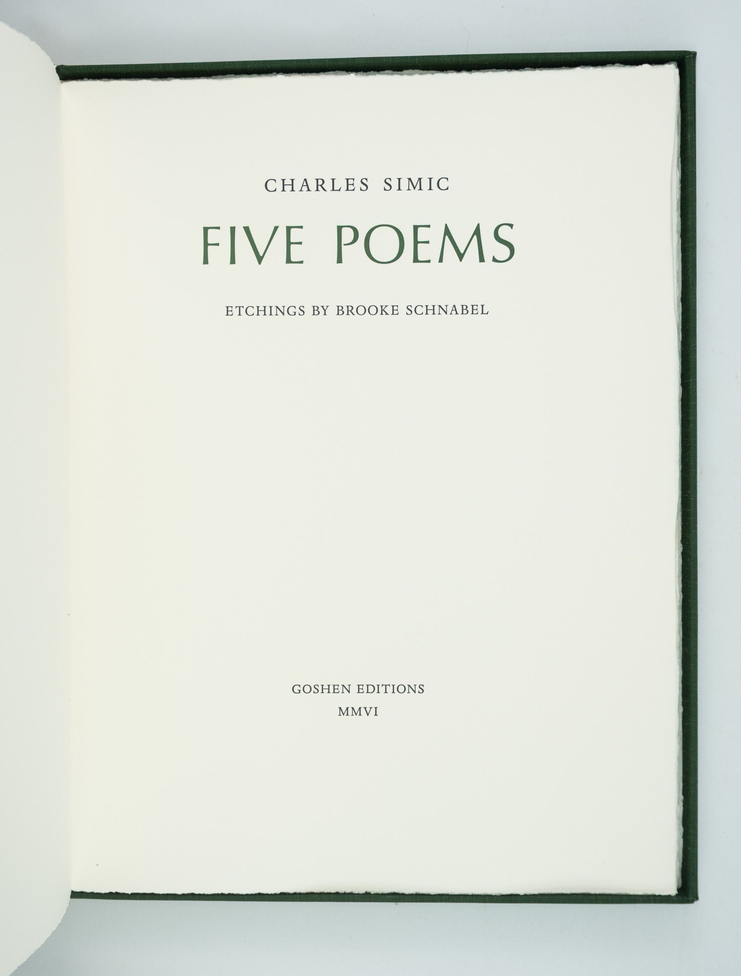 Katt Ran FIVE POEMS | KAT RAN PRESS, CHARLES SIMIC | No. 2 OF 30 COPIES
