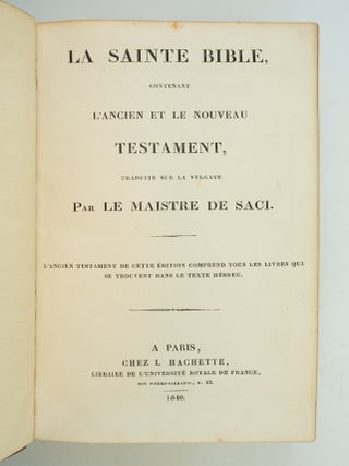 LA SAINTE BIBLE, CONTENANT L'ANCIEN ET LE NOUVEAU TESTAMENT.