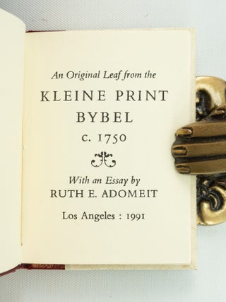 AN ORIGINAL LEAF FROM THE KLEINE PRINT BYBEL, C. 1750.