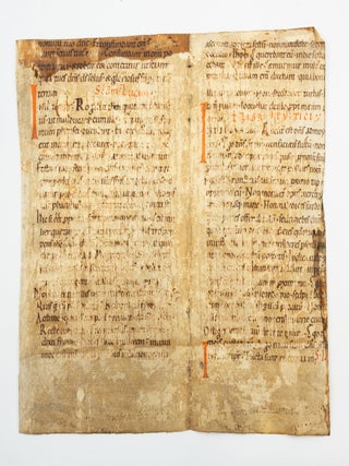 THE LEAVES FROM A LECTIONARY IN LATIN, WITH TEXTS FROM JOHN AND EXODUS on one leaf and LUKE, LEVITICUS AND DANIEL on the other.