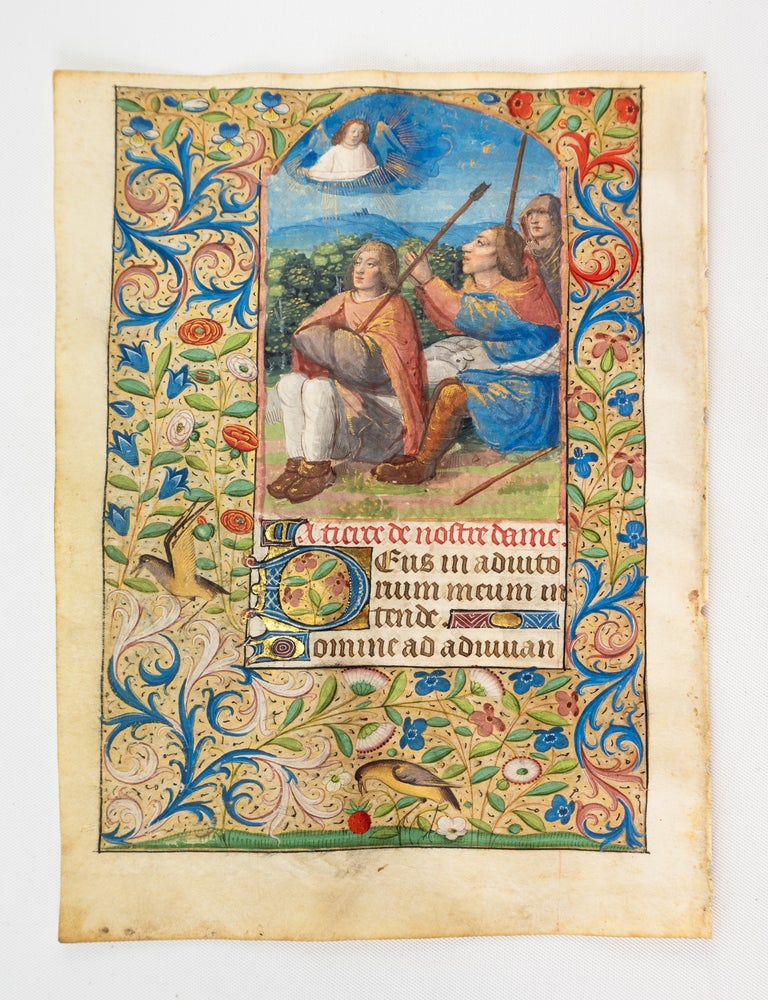(ST20810P) TEXT FROM TERCE. WITH A. LARGE MINIATURE OF THE ANNUNCIATION TO THE SHEPHERDS...
