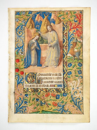 TEXT FROM COMPLINE. A MEDIEVAL VELLUM MANUSCRIPT LEAF FROM A. BOOK.