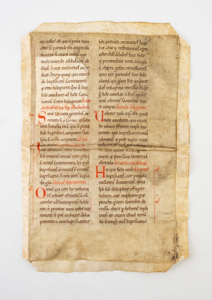 (ST20837b) WITH TEXT IN LATIN FROM THE "SENTENTIAE" OF PETER LOMBARD. RECOVERED FROM A....