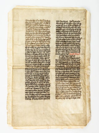 TEXT FROM A BOOK OF SERMONS. RECOVERED FROM A MEDIEVAL ILLUMINATED VELLUM MANUSCRIPT LEAF.