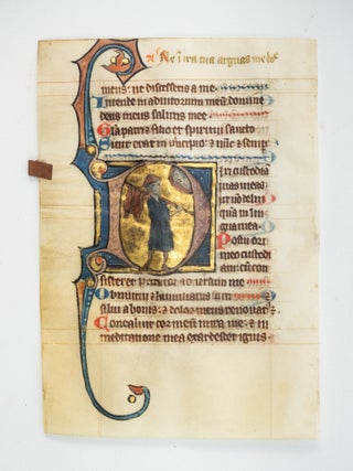 FROM A PSALTER-HOURS IN LATIN. OFFERED INDIVIDUALLY MEDIEVAL ILLUMINATED VELLUM MANUSCRIPT LEAVES, EACH.