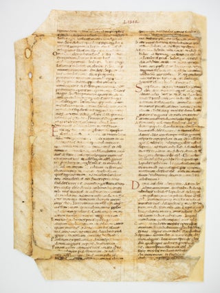 WITH TEXT FROM EXODUS. A MEDIEVAL VELLUM MANUSCRIPT LEAF FROM A. MASSIVE.