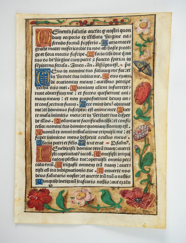 (ST20972b-c) TEXT IN LATIN. VELLUM PRINTING - 16TH CENTURY, WITH BEAUTIFUL HAND-PAINTED...