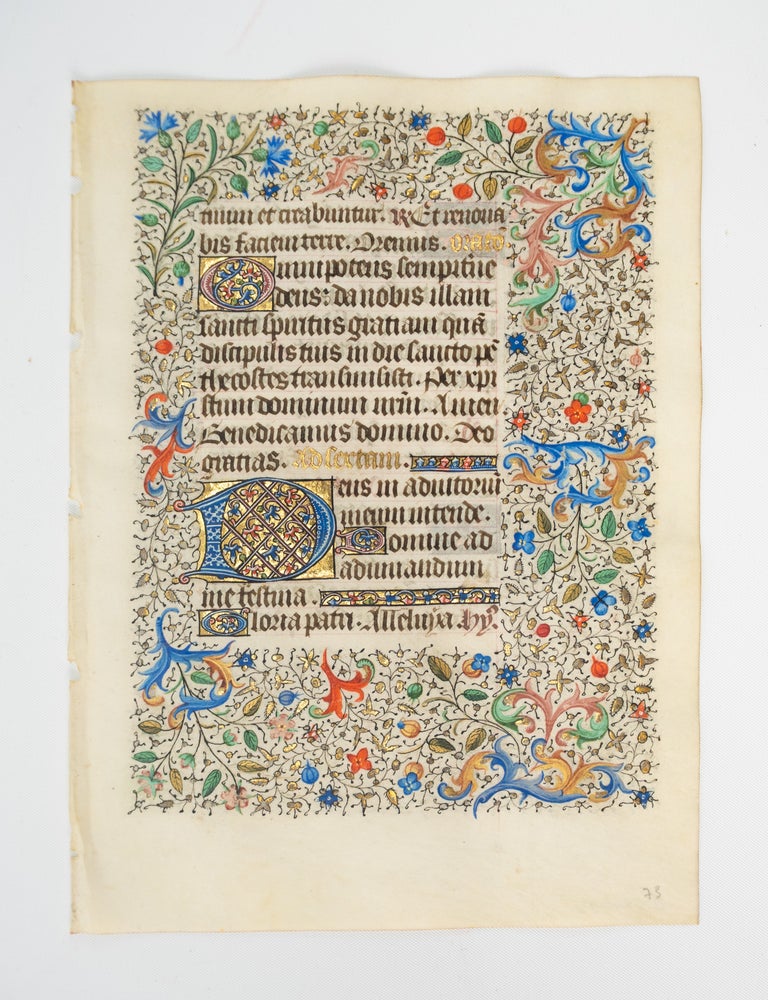 (ST20979a) TEXT FROM SEXT, HOURS OF THE HOLY SPIRIT. A MEDIEVAL ILLUMINATED VELLUM...