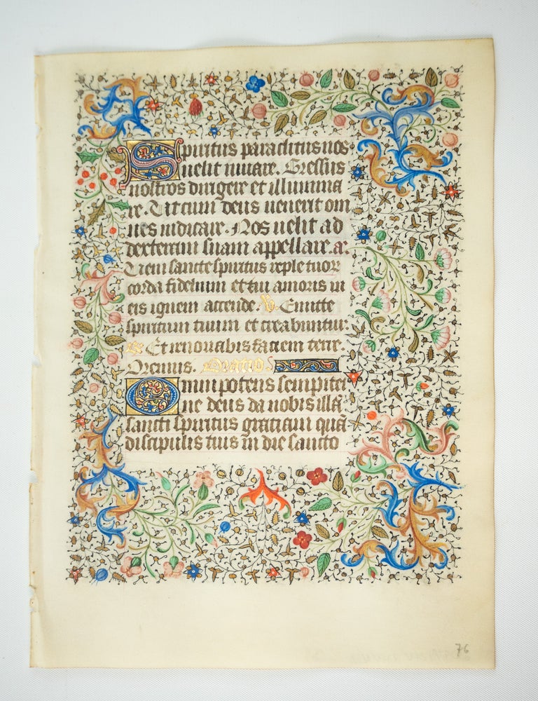 (ST20979b) TEXT FROM COMPLINE, HOURS OF THE HOLY SPIRIT. A FINE MEDIEVAL ILLUMINATED...