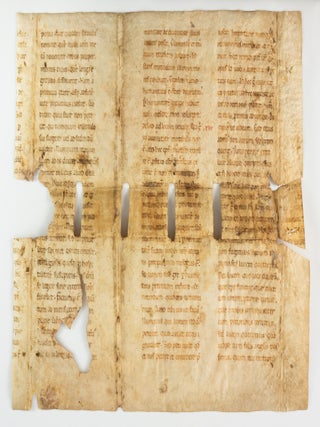 TEXT FROM BOOK I, HOMILIA II. MOST OF A. MEDIEVAL MANUSCRIPT BIFOLIUM RECOVERED FROM.