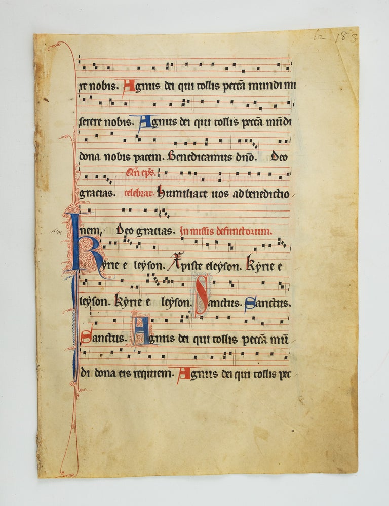 (ST21065A) TEXT IN LATIN. OFFERED FOR SALE INDIVIDUALLY LEAVES FROM A. MEDIEVAL VELLUM...