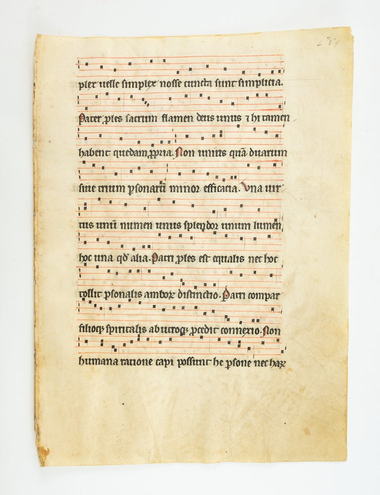 (ST21065C) TEXT IN LATIN. OFFERED INDIVIDUALLY LEAVES FROM A. MEDIEVAL VELLUM MANUSCRIPT...