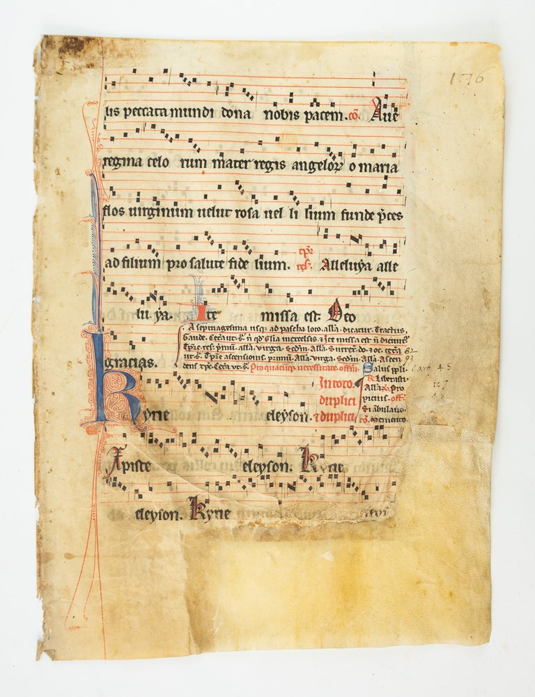 (ST21065D) TEXT IN LATIN. OFFERED INDIVIDUALLY LEAVES FROM A. MEDIEVAL VELLUM MANUSCRIPT...