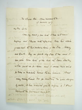 A SUBSTANTIAL MANUSCRIPT LETTER FROM T. J. COBDEN-SANDERSON, WITH ORIGINAL DOVES PRESS RECEIPT AND FOUR PAGES OF RUBBINGS FOR SPECIAL DOVES BINDINGS.