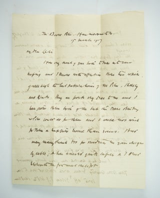 A SUBSTANTIAL MANUSCRIPT LETTER FROM T. J. COBDEN-SANDERSON, WITH ORIGINAL DOVES PRESS RECEIPT AND FOUR PAGES OF RUBBINGS FOR SPECIAL DOVES BINDINGS.