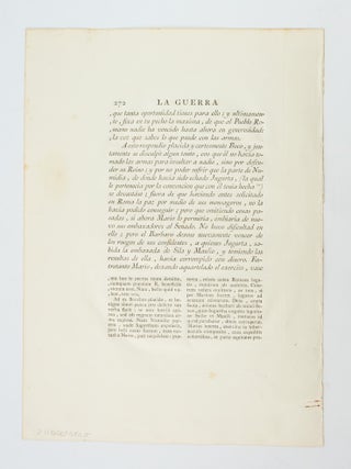 A PRINTED LEAF FROM LEAF FROM SALLUST'S "LA CONJURACI&Oacute;N DE CATILINA Y LA GUERRA DE JUGURTA."