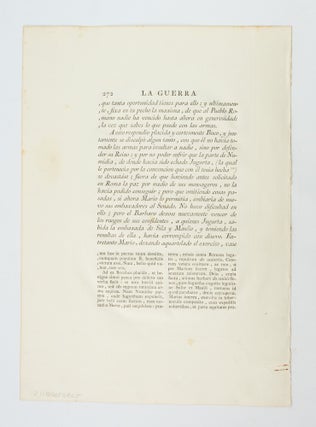 A PRINTED LEAF FROM LEAF FROM SALLUST'S "LA CONJURACIÓN DE CATILINA Y LA GUERRA DE JUGURTA."