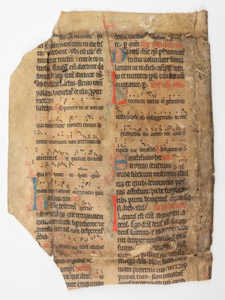 TEXT FROM PASSION WEEK. A NEARLY COMPLETE MEDIEVAL VELLUM MANUSCRIPT LEAF FROM.