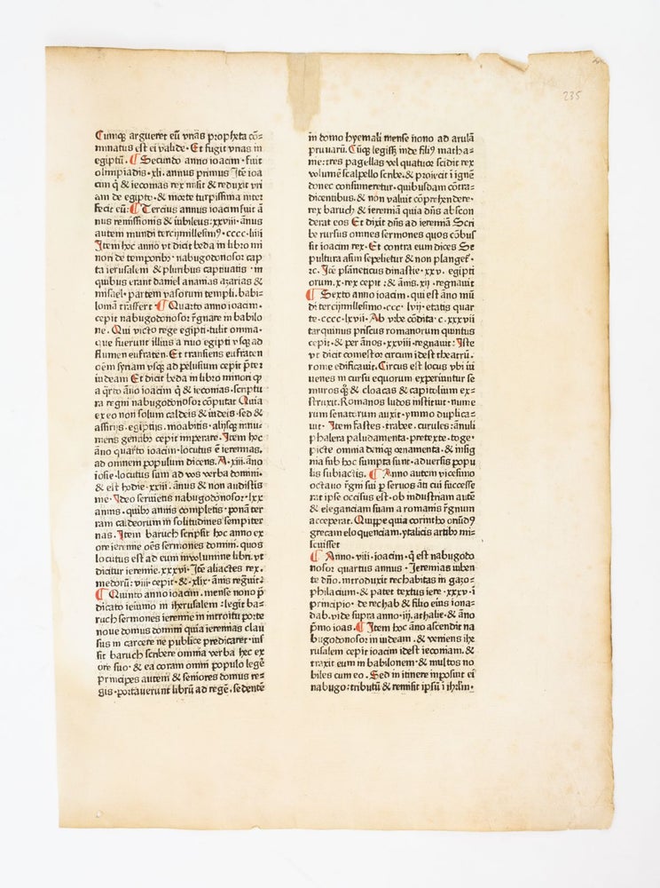 (ST6944d) FROM "RUDIMENTUM NOVITIORUM." INCUNABULAR LEAVES, OFFERED INDIVIDUALLY PRINTED...